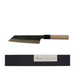 SAKAI KIKUMORI (KURO) 180mm Kiritsuke Santoku 4 SAKAI KIKUMORI (KURO) 180mm Kiritsuke Santoku -Phillip and Lea Store navy b navy box adj